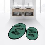 Viyana Home Dijital Baskılı Kaymaz Taban Yıkanabilir Oval Ikili Banyo Paspas Klozet Takımı, V-O-Klozet-26-Yeşil, - 40 x 60 cm - 60 x 100 cm