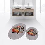 Viyana Home Dijital Baskılı Kaymaz Taban Yıkanabilir Oval Ikili Banyo Paspas Klozet Takımı, V-O-Klozet-27-Gri, - Renkli