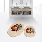 Viyana Home Dijital Baskılı Kaymaz Taban Yıkanabilir Oval Ikili Banyo Paspas Klozet Takımı, V-O-Klozet-27-Kahve, - Renkli