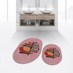 Viyana Home Dijital Baskılı Kaymaz Taban Yıkanabilir Oval Ikili Banyo Paspas Klozet Takımı, V-O-Klozet-27-Pembe, - 40 x 60 cm - 60 x 100 cm