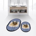 Viyana Home Dijital Baskılı Kaymaz Taban Yıkanabilir Oval Ikili Banyo Paspas Klozet Takımı, V-O-Klozet-28-Mavi, - 40 x 60 cm - 60 x 100 cm
