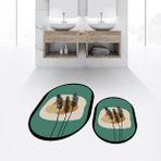 Viyana Home Dijital Baskılı Kaymaz Taban Yıkanabilir Oval Ikili Banyo Paspas Klozet Takımı, V-O-Klozet-28-Yeşil, - 40 x 60 cm - 60 x 100 cm