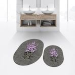 Viyana Home Dijital Baskılı Kaymaz Taban Yıkanabilir Oval Ikili Banyo Paspas Klozet Takımı, V-O-Klozet-29-Gri, - Renkli