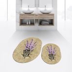 Viyana Home Dijital Baskılı Kaymaz Taban Yıkanabilir Oval Ikili Banyo Paspas Klozet Takımı, V-O-Klozet-29-Kahve, - Renkli