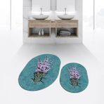 Viyana Home Dijital Baskılı Kaymaz Taban Yıkanabilir Oval Ikili Banyo Paspas Klozet Takımı, V-O-Klozet-29-Mavi, - 40 x 60 cm - 60 x 100 cm