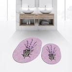 Viyana Home Dijital Baskılı Kaymaz Taban Yıkanabilir Oval Ikili Banyo Paspas Klozet Takımı, V-O-Klozet-29-Pembe, - 40 x 60 cm - 60 x 100 cm