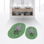 Viyana Home Dijital Baskılı Kaymaz Taban Yıkanabilir Oval Ikili Banyo Paspas Klozet Takımı, V-O-Klozet-29-Yeşil, - 40 x 60 cm - 60 x 100 cm