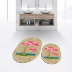 Viyana Home Dijital Baskılı Kaymaz Taban Yıkanabilir Oval Ikili Banyo Paspas Klozet Takımı, V-O-Klozet-30-Kahve, - Renkli