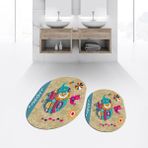 Viyana Home Dijital Baskılı Kaymaz Taban Yıkanabilir Oval Ikili Banyo Paspas Klozet Takımı, V-O-Klozet-31-Kahve, - Renkli