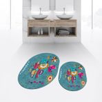 Viyana Home Dijital Baskılı Kaymaz Taban Yıkanabilir Oval Ikili Banyo Paspas Klozet Takımı, V-O-Klozet-31-Mavi, - 40 x 60 cm - 60 x 100 cm