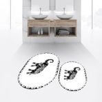 Viyana Home Dijital Baskılı Kaymaz Taban Yıkanabilir Oval Ikili Banyo Paspas Klozet Takımı, V-O-Klozet-32-Beyaz, - Renkli