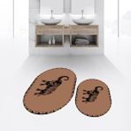 Viyana Home Dijital Baskılı Kaymaz Taban Yıkanabilir Oval Ikili Banyo Paspas Klozet Takımı, V-O-Klozet-32-Kahve, - Renkli