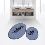 Viyana Home Dijital Baskılı Kaymaz Taban Yıkanabilir Oval Ikili Banyo Paspas Klozet Takımı, V-O-Klozet-32-Mavi, - 40 x 60 cm - 60 x 100 cm