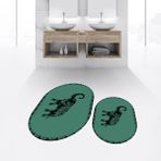 Viyana Home Dijital Baskılı Kaymaz Taban Yıkanabilir Oval Ikili Banyo Paspas Klozet Takımı, V-O-Klozet-32-Yeşil, - Renkli