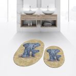 Viyana Home Dijital Baskılı Kaymaz Taban Yıkanabilir Oval Ikili Banyo Paspas Klozet Takımı, V-O-Klozet-33-Kahve, - Kahverengi - 40 x 60 cm - 60 x 100 cm