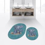 Viyana Home Dijital Baskılı Kaymaz Taban Yıkanabilir Oval Ikili Banyo Paspas Klozet Takımı, V-O-Klozet-33-Mavi, - 40 x 60 cm - 60 x 100 cm