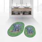 Viyana Home Dijital Baskılı Kaymaz Taban Yıkanabilir Oval Ikili Banyo Paspas Klozet Takımı, V-O-Klozet-33-Yeşil, - 40 x 60 cm - 60 x 100 cm