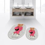 Viyana Home Dijital Baskılı Kaymaz Taban Yıkanabilir Oval Ikili Banyo Paspas Klozet Takımı, V-O-Klozet-34-Gri, - Renkli