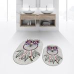 Viyana Home Dijital Baskılı Kaymaz Taban Yıkanabilir Oval Ikili Banyo Paspas Klozet Takımı, V-O-Klozet-35-Gri, - Renkli