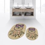 Viyana Home Dijital Baskılı Kaymaz Taban Yıkanabilir Oval Ikili Banyo Paspas Klozet Takımı, V-O-Klozet-35-Kahve, - Renkli