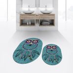Viyana Home Dijital Baskılı Kaymaz Taban Yıkanabilir Oval Ikili Banyo Paspas Klozet Takımı, V-O-Klozet-35-Mavi, - 40 x 60 cm - 60 x 100 cm
