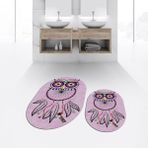 Viyana Home Dijital Baskılı Kaymaz Taban Yıkanabilir Oval Ikili Banyo Paspas Klozet Takımı, V-O-Klozet-35-Pembe, - Renkli