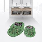 Viyana Home Dijital Baskılı Kaymaz Taban Yıkanabilir Oval Ikili Banyo Paspas Klozet Takımı, V-O-Klozet-35-Yeşil, - Renkli