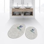 Viyana Home Dijital Baskılı Kaymaz Taban Yıkanabilir Oval Ikili Banyo Paspas Klozet Takımı, V-O-Klozet-36-Gri, - 40 x 60 cm - 60 x 100 cm