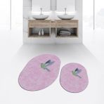 Viyana Home Dijital Baskılı Kaymaz Taban Yıkanabilir Oval Ikili Banyo Paspas Klozet Takımı, V-O-Klozet-36-Pembe, - 40 x 60 cm - 60 x 100 cm