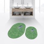 Viyana Home Dijital Baskılı Kaymaz Taban Yıkanabilir Oval Ikili Banyo Paspas Klozet Takımı, V-O-Klozet-36-Yeşil, - 40 x 60 cm - 60 x 100 cm