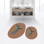 Viyana Home Dijital Baskılı Kaymaz Taban Yıkanabilir Oval Ikili Banyo Paspas Klozet Takımı, V-O-Klozet-37-Kahve, - Renkli