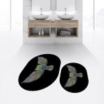 Viyana Home Dijital Baskılı Kaymaz Taban Yıkanabilir Oval Ikili Banyo Paspas Klozet Takımı, V-O-Klozet-37-Siyah, - 40 x 60 cm - 60 x 100 cm