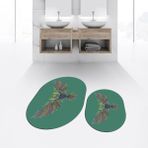 Viyana Home Dijital Baskılı Kaymaz Taban Yıkanabilir Oval Ikili Banyo Paspas Klozet Takımı, V-O-Klozet-37-Yeşil, - 40 x 60 cm - 60 x 100 cm