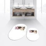 Viyana Home Dijital Baskılı Kaymaz Taban Yıkanabilir Oval Ikili Banyo Paspas Klozet Takımı, V-O-Klozet-38-Beyaz, - Renkli