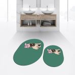 Viyana Home Dijital Baskılı Kaymaz Taban Yıkanabilir Oval Ikili Banyo Paspas Klozet Takımı, V-O-Klozet-38-Yeşil, - 40 x 60 cm - 60 x 100 cm