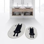 Viyana Home Dijital Baskılı Kaymaz Taban Yıkanabilir Oval Ikili Banyo Paspas Klozet Takımı, V-O-Klozet-39-Gri, - Renkli