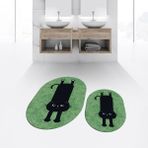 Viyana Home Dijital Baskılı Kaymaz Taban Yıkanabilir Oval Ikili Banyo Paspas Klozet Takımı, V-O-Klozet-39-Yeşil, - Renkli