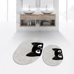 Viyana Home Dijital Baskılı Kaymaz Taban Yıkanabilir Oval Ikili Banyo Paspas Klozet Takımı, V-O-Klozet-40-Gri, - Renkli