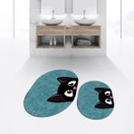 Viyana Home Dijital Baskılı Kaymaz Taban Yıkanabilir Oval Ikili Banyo Paspas Klozet Takımı, V-O-Klozet-40-Mavi, - Renkli