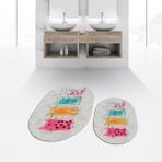 Viyana Home Dijital Baskılı Kaymaz Taban Yıkanabilir Oval Ikili Banyo Paspas Klozet Takımı, V-O-Klozet-41-Gri, - Renkli