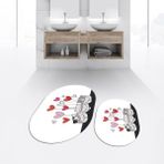 Viyana Home Dijital Baskılı Kaymaz Taban Yıkanabilir Oval Ikili Banyo Paspas Klozet Takımı, V-O-Klozet-42-Beyaz, - Renkli