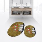 Viyana Home Dijital Baskılı Kaymaz Taban Yıkanabilir Oval Ikili Banyo Paspas Klozet Takımı, V-O-Klozet-42-Kahve, - Renkli