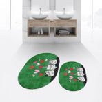 Viyana Home Dijital Baskılı Kaymaz Taban Yıkanabilir Oval Ikili Banyo Paspas Klozet Takımı, V-O-Klozet-42-Yeşil, - Renkli