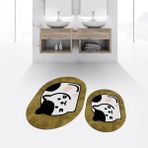 Viyana Home Dijital Baskılı Kaymaz Taban Yıkanabilir Oval Ikili Banyo Paspas Klozet Takımı, V-O-Klozet-43-Kahve, - Renkli