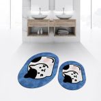 Viyana Home Dijital Baskılı Kaymaz Taban Yıkanabilir Oval Ikili Banyo Paspas Klozet Takımı, V-O-Klozet-43-Mavi, - Renkli
