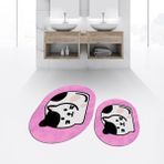 Viyana Home Dijital Baskılı Kaymaz Taban Yıkanabilir Oval Ikili Banyo Paspas Klozet Takımı, V-O-Klozet-43-Pembe, - 40 x 60 cm - 60 x 100 cm