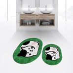 Viyana Home Dijital Baskılı Kaymaz Taban Yıkanabilir Oval Ikili Banyo Paspas Klozet Takımı, V-O-Klozet-43-Yeşil, - Renkli