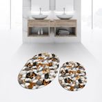 Viyana Home Dijital Baskılı Kaymaz Taban Yıkanabilir Oval Ikili Banyo Paspas Klozet Takımı, V-O-Klozet-44-Kahve, - Renkli