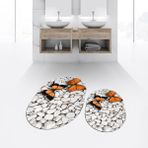 Viyana Home Dijital Baskılı Kaymaz Taban Yıkanabilir Oval Ikili Banyo Paspas Klozet Takımı, V-O-Klozet-45-Kahve, - Renkli