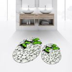 Viyana Home Dijital Baskılı Kaymaz Taban Yıkanabilir Oval Ikili Banyo Paspas Klozet Takımı, V-O-Klozet-45-Yeşil, - 40 x 60 cm - 60 x 100 cm